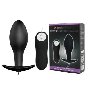 Plug anal cu vibrații din silicon, 12 funcții, cu telecomandă, 8.5 cm lungime, 3 cm diametru, vârf conic, baterii AAA