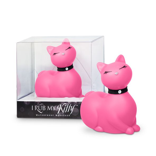 Vibrator masaj I Rub My Kitty, pisicuță roz, mini, rezistent la apă, 7.5 cm, ABS, baterie AAA, cadou funny pentru femei