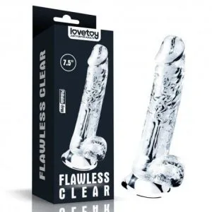 Dildo Transparent LOVETOY - 18 cm, TPE Moale, Ventuză Puternică