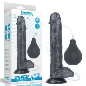 Dildo Negru cu Ejaculare – 27.5 cm, Rezervor 160 ml, Ventuză Puternică, Dimensiune Mare