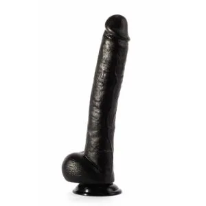 Dildo Realist Gigant Louis Cock Negru X-Men – 31.7 cm, Cu Testicule și Ventuză Puternică, PVC Body Safe