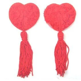 Sticker sfarcuri Red Lace Rose, forma inimă, autoadeziv, ciucuri decorativi, roșu dantelat