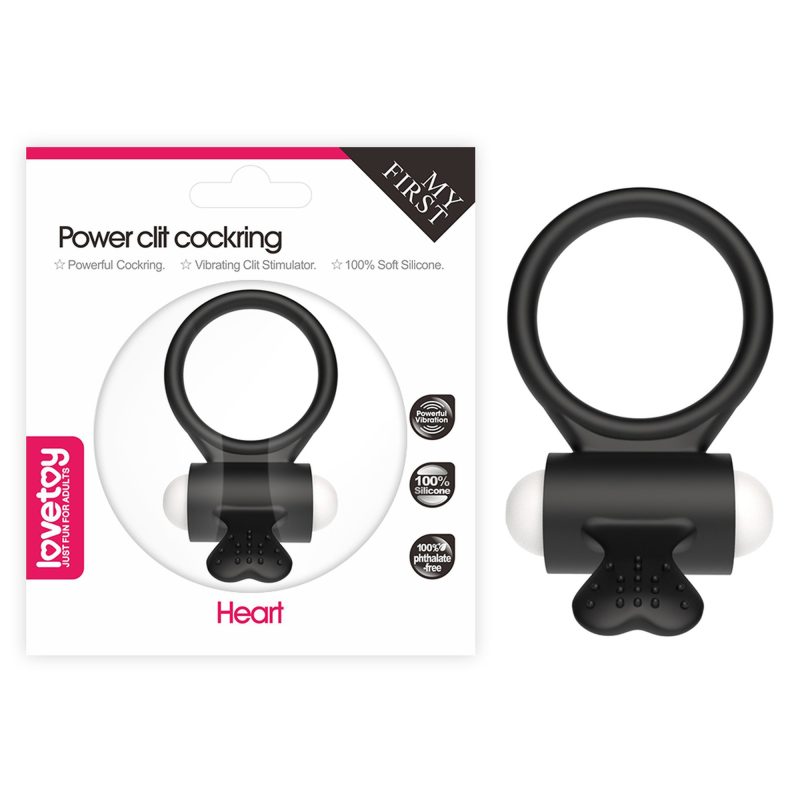 Inel vibrator Power Clit Cockring Black 1 din silicon, vibratii puternice, diametru 3.5 cm