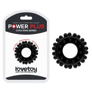 Inel pentru erectie Power Plus 3, din TPE negru, moale si flexibil, diametru interior 1.6 cm
