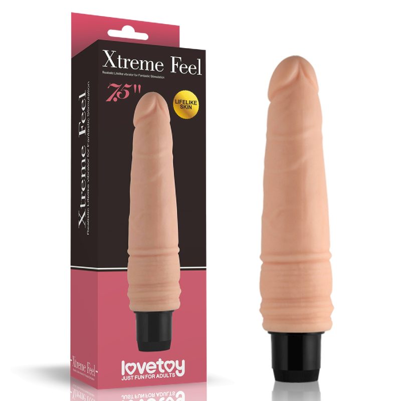 Vibrator realist Cyberskin, 19 cm, 15 cm inserabili, diametru 3–4 cm, vibratii reglabile, waterproof, TPR moale, baterii AAA