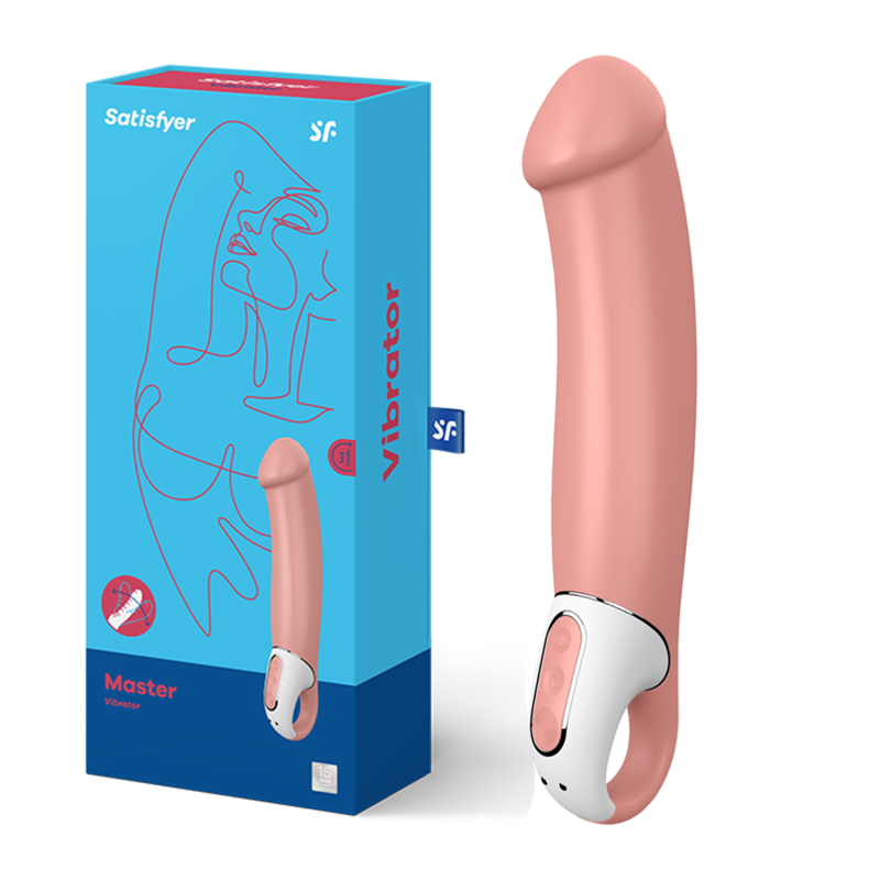 Vibrator Satisfyer Vibes Master 23.5 cm, dimensiune XXL, 12 moduri vibratie, forma naturala, silicon moale, reincarcabil