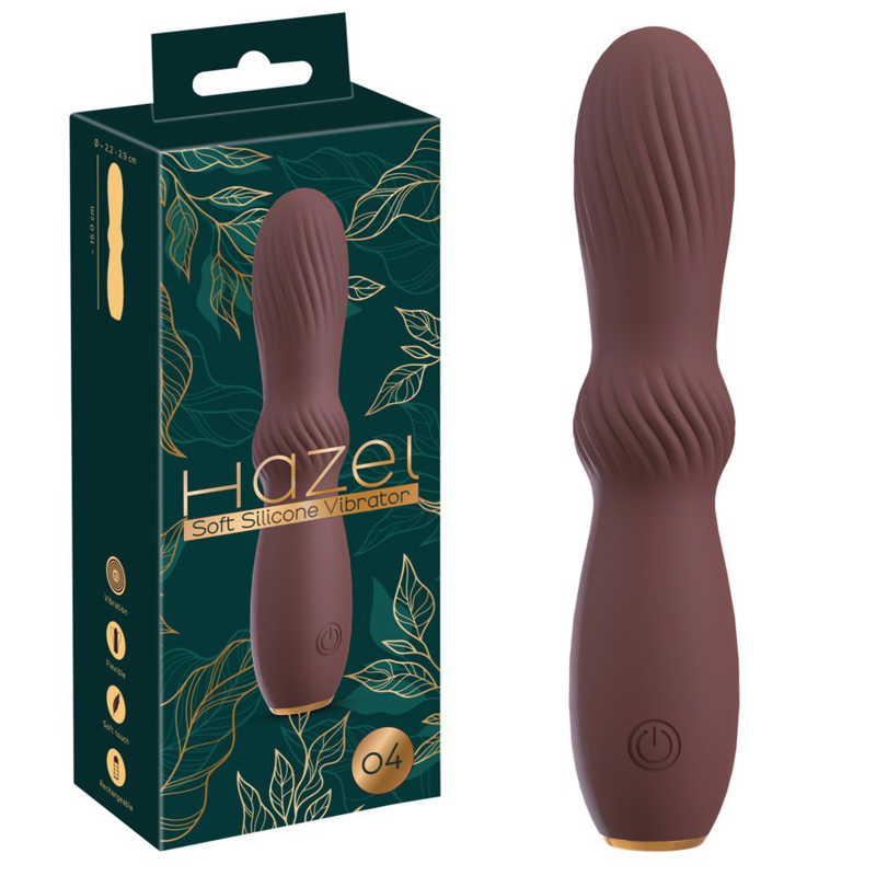 Vibrator Hazel 04 You2Toys, 15 cm, texturi multiple, cap flexibil, 10 moduri vibratie, silicon moale, reincarcabil USB