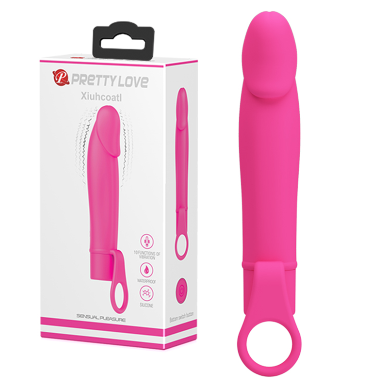 Vibrator Pretty Love Xiuhcoathl, silicon roz, subtire, 10 functii, inel pentru deget, 15.3 cm