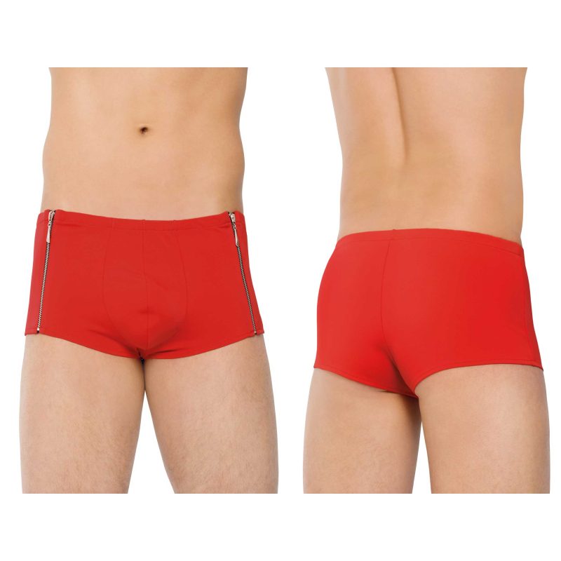 Boxeri barbati SHORTS 4500 red L – cu fermoare laterale, material elastic