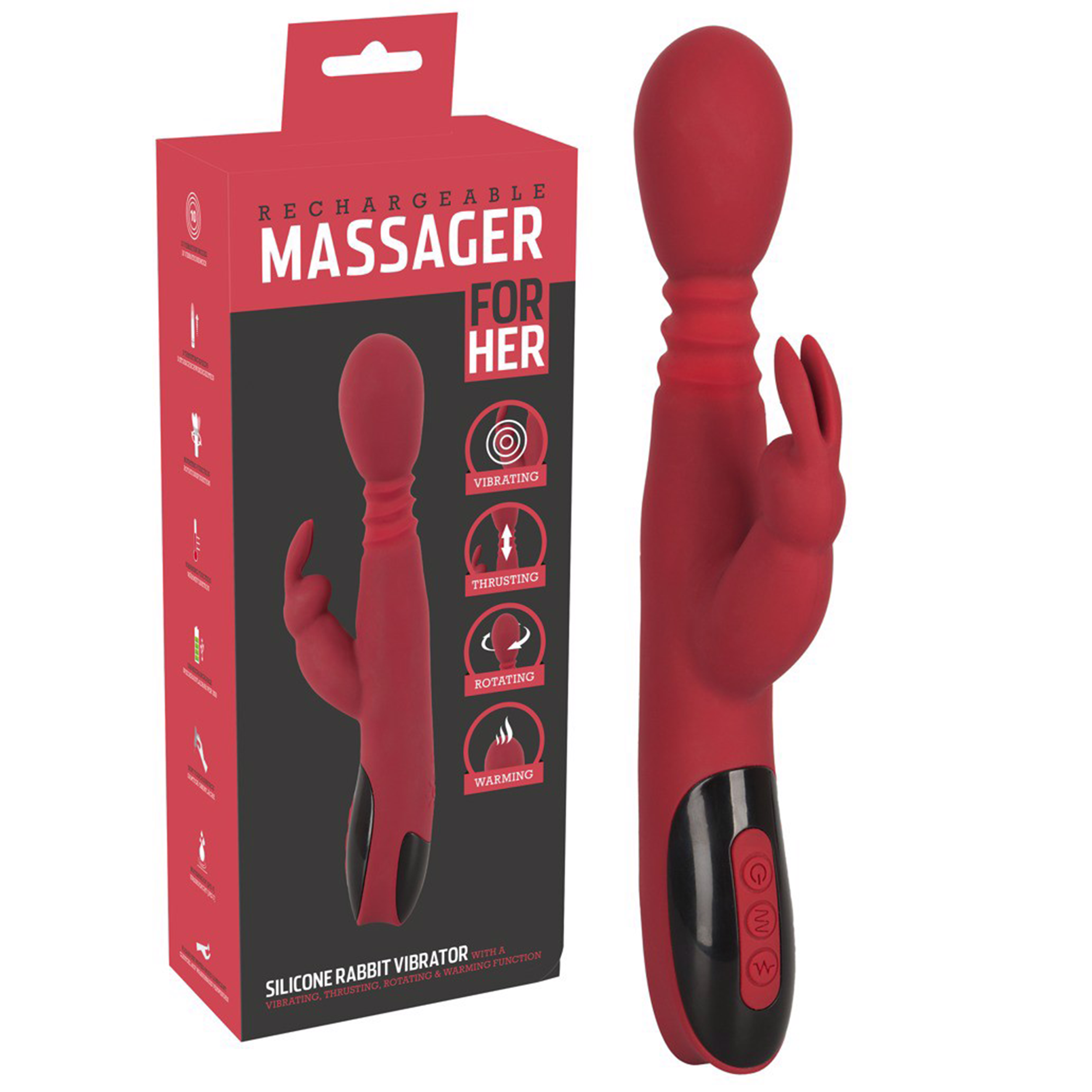 Vibrator iepure din silicon cu incalzire, rotatie si impingere, 26.5 cm, urechi mobile, 10 vibratii,…