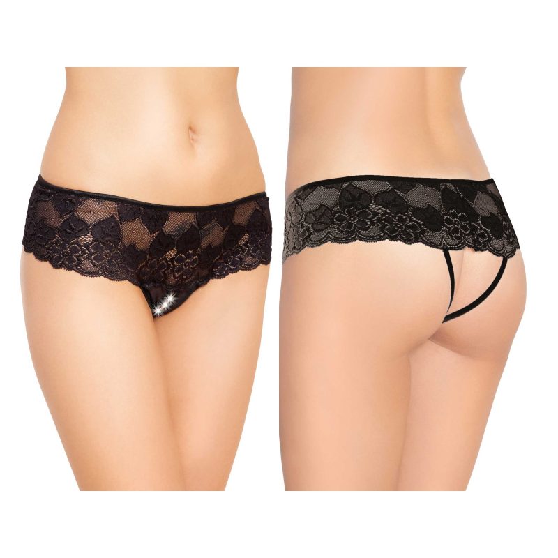 Chilotei sexy Panties 2390 Black S/M, dantelă neagră, decupaj intim, mărime 36–40, 89% poliamidă
