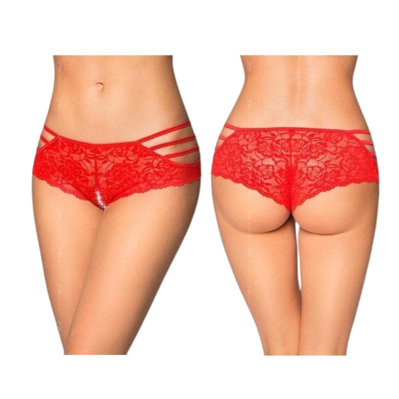 Chilotei sexy dantela decupaj Shorts 2478 rosu M/L, barete laterale