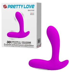 Vibrator prostata si perineu Pretty Love Beckie, 13 cm, 30 functii vibratie, silicon moale, reincarcabil USB