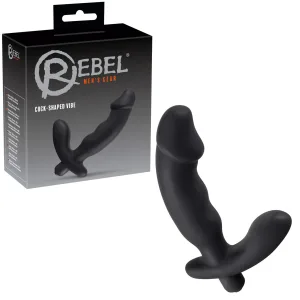 Vibrator prostata ondulat cu stimulator perineu, 15 cm, varf gland, silicon moale, negru, 1 x AAA