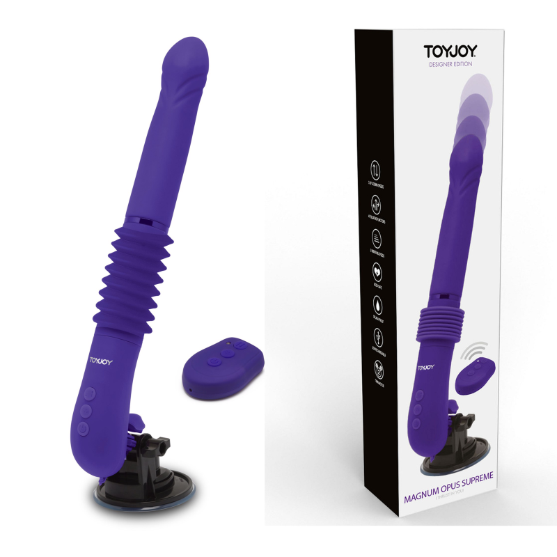 Vibrator impingere Magnum Opus Supreme Thruster 2, 31 cm, 2 motoare, 4 vibratii, 3 viteze, telecomanda, silicon mov