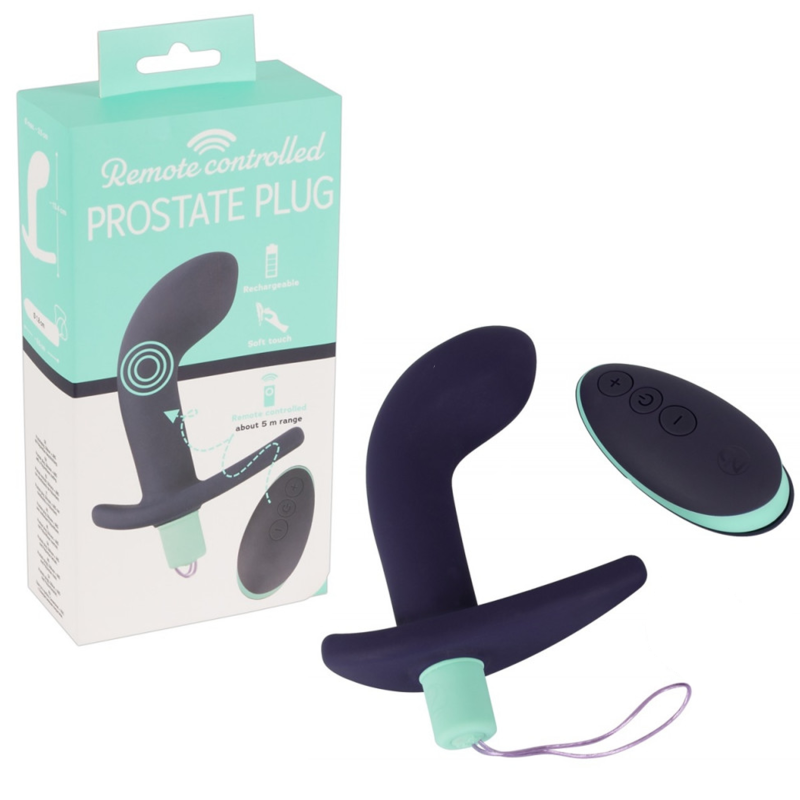 Plug anal prostata Remote Controlled Prostate Plug, negru, 10 moduri vibratie, 6 viteze, telecomanda wireless, impermeabil, 13,4 cm