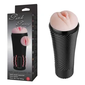 Masturbator Realist Pussy cu vibrații, 23 cm, vagin TPR ultra-moale, carcasă lanternă, reglaj vibrații, detasabil, baterii AAA