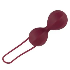 Bile Vaginale Love Ball Duo cu Vibratii Interne si Curea Recuperare, 60g, Silicon Moale