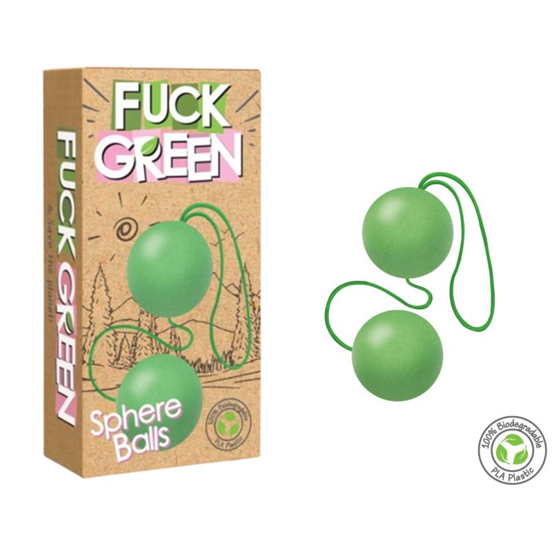 Bile vaginale FUCK GREEN Sphere, 100% biodegradabile, PLA amidon, 3.2 cm, stimulare și tonifiere pel…