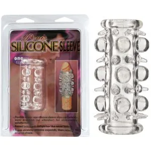 Manson penis sau vibrator Silicone Sleeve, 7.5 cm, TPE elastic, bile stimulatoare si 2 inele pentru erectie prelungita
