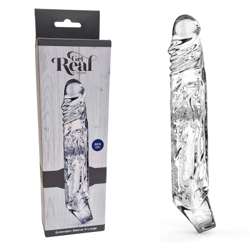 Prelungitor penis TOYJOY Get Real Extension Sleeve XLarge, 22.5 cm, TPE moale, elastic, diametru 4 cm