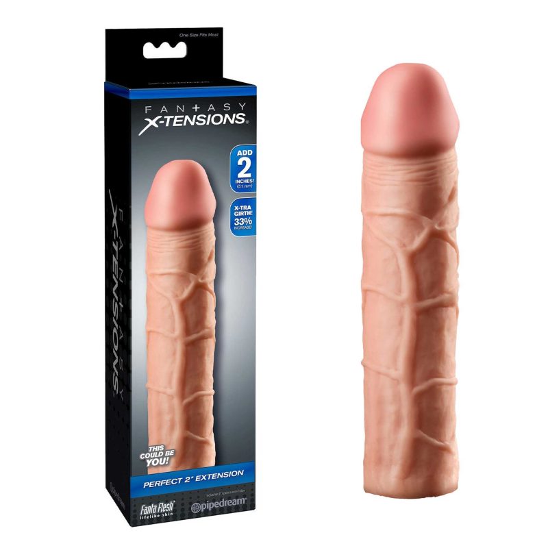 Prelungitor penis X-TENSIONS Perfect 2Inch Extensions, 20,3 cm, TPE moale, extensie 5 cm, grosime +3…