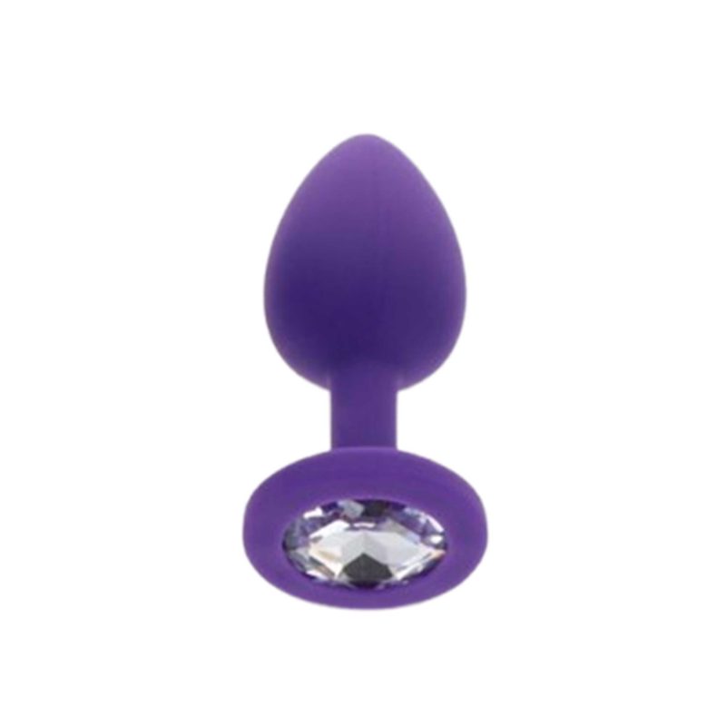 Dop anal ToyJoy Diamond Booty mov, 7 cm, 2.5 cm diametru, silicon cu bijuterie, ideal pentru începători