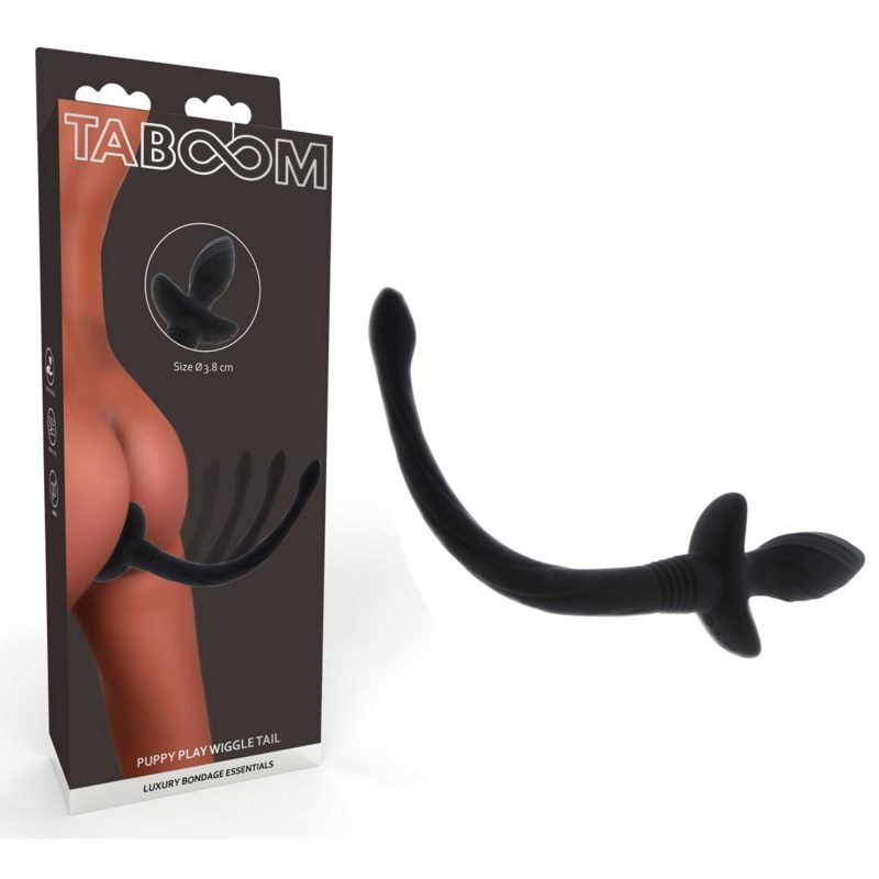 Plug anal cu coadă vibrantă TABOOM Puppy Play Wiggle Tail, 37 cm, 7 moduri vibrație, silicon, telecomandă inclusă