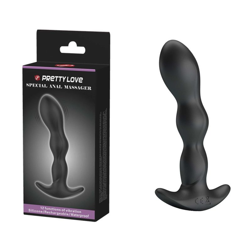 Vibrator anal din silicon neted, 13 cm, 3 cm diametru, 12 vibrații, reîncărcabil USB, waterproof, textură moale