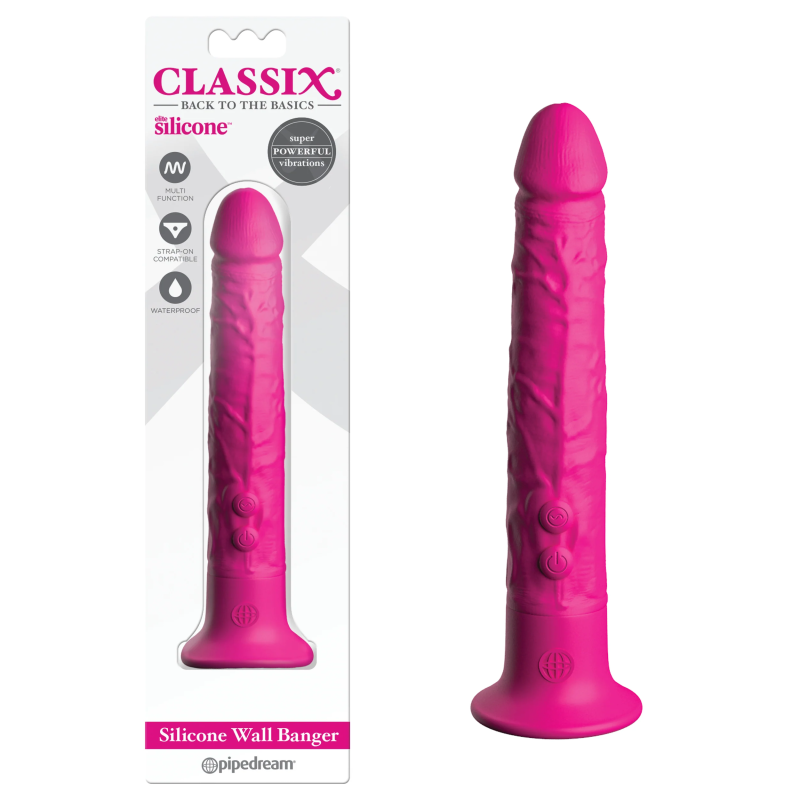 Vibrator realist din silicon Classix Wall Banger, 19.5cm, cu ventuză, 10 moduri de vibrație, rezistent la apă