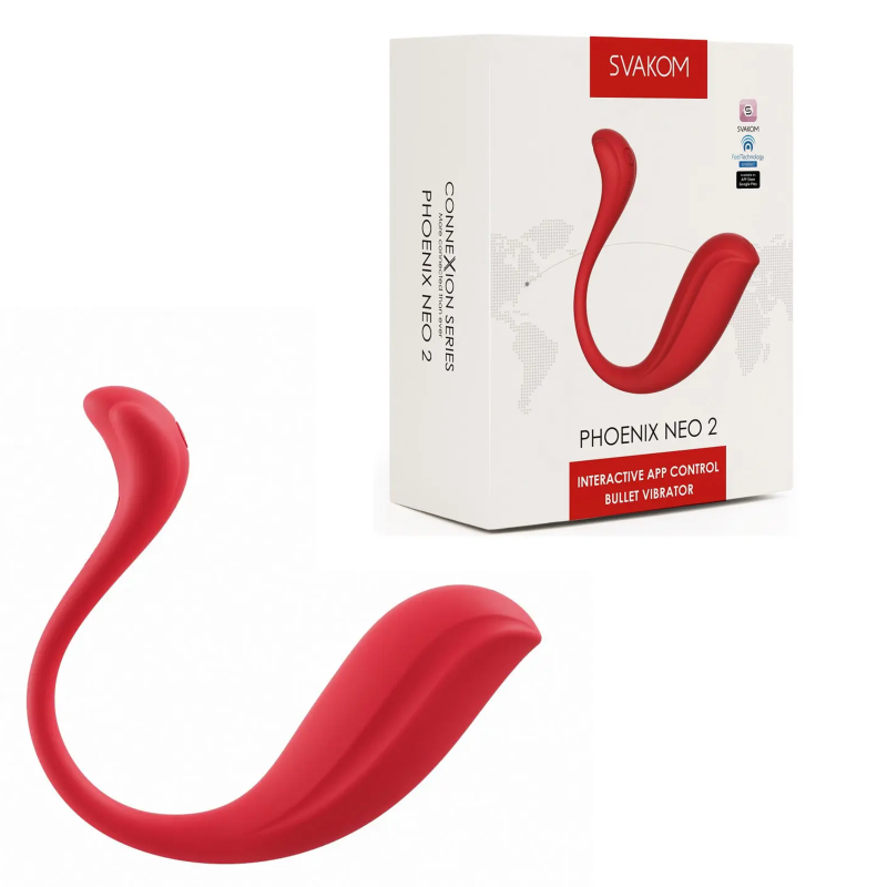 Ou vibrator Svakom Phoenix Neo 2 roșu, 11 moduri de vibrație, control prin aplicație mobilă, silicon…