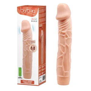 Vibrator Realist Barbara Bob 22cm – Ax Nervurat și Cap Proeminent