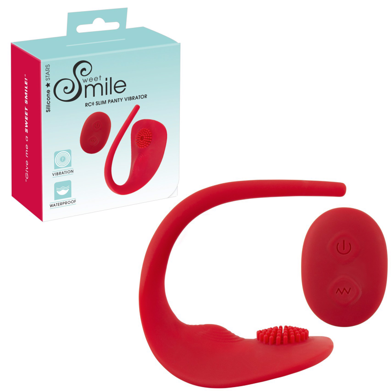 Vibrator plat pentru chiloți RC Slim Panty, Sweet Smile, 7 vibrații, telecomandă wireless, impermeab…