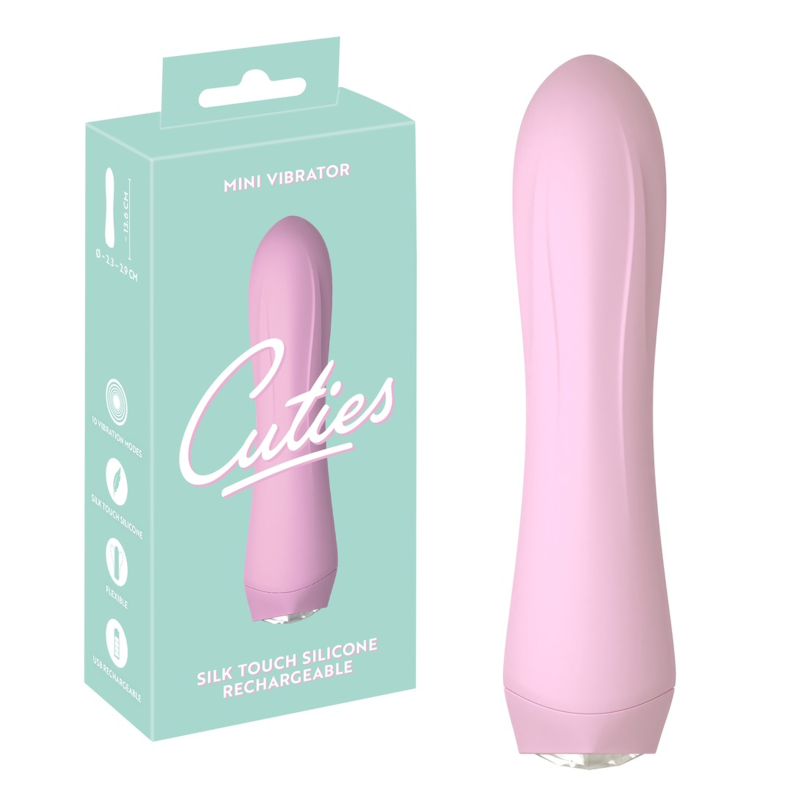 Mini vibrator Cuties Gen4, 13,6 cm, 10 vibrații, buton inimă strălucitor, silicon Soft Touch, flexibil, reîncărcabil