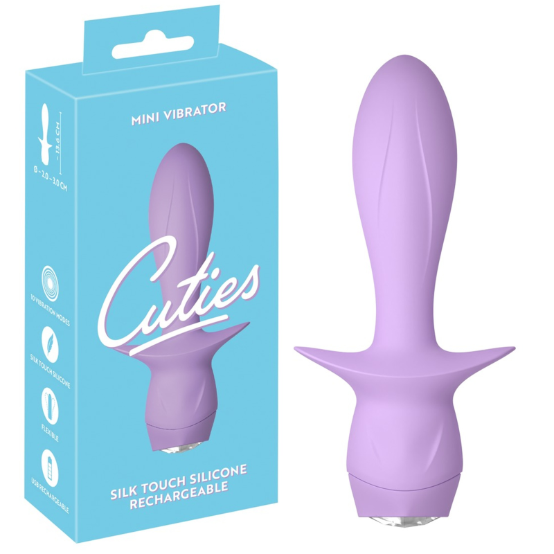 Mini vibrator Cuties Gen4 dop, 13,6 cm, 10 vibrații, silicon Soft Touch, sigur pentru stimulare anală, reîncărcabil