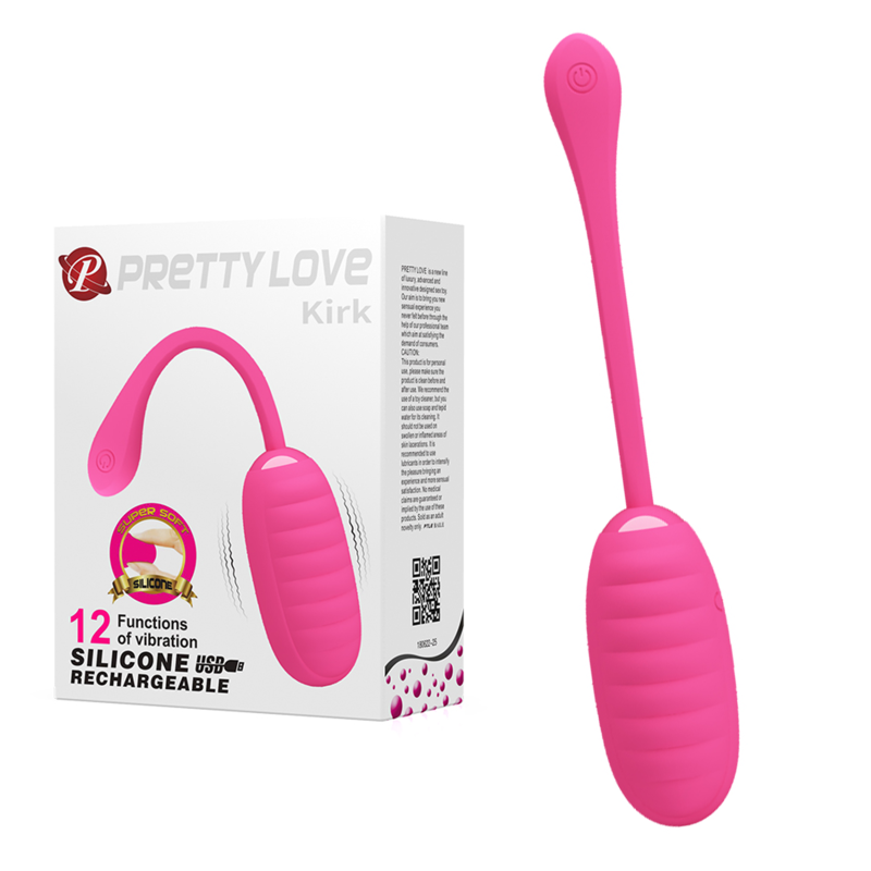Ou vibrator Pretty Love Kirk Pink, 12 vibrații, 8 cm, silicon moale, reîncărcabil, rezistent la apă, pentru purtare discretă