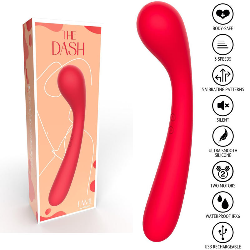Vibrator TOYJOY The Dash G-Spot, 21,5cm, 2 Motoare, 5 Vibratii, 3 Viteze, Silicon Lichid, Reincarcabil, IPX6