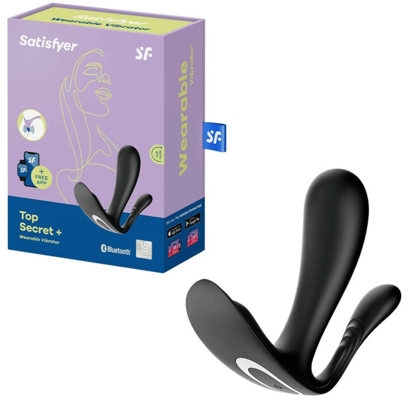 Vibrator Satisfyer Top Secret Plus, 11cm, Purtabil, 2 Axuri, Control App, Stimulare G si Anal, Reinc…