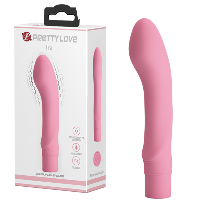 Vibrator Pretty Love Ira Pink, 15cm, 10 Funcții Vibrații, Design Ergonomic, Cap Curbat pentru Punct G, Silicon, Baterie AA, Waterproof