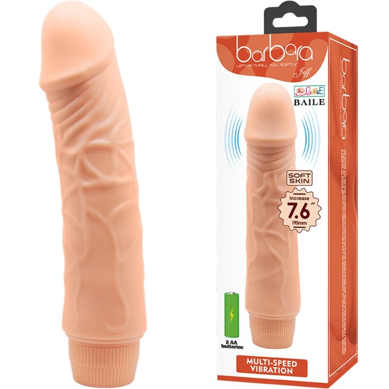 Vibrator realist Multi-Speed 19 cm, cu vene sculptate, vibrații reglabile și design realist