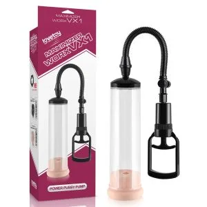 Pompa de vid pentru penis Maximizer Worx VX1, 20 cm, ABS, cu mânecuță siliconică și manson forma vagin
