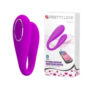 Vibrator cuplu Pretty Love August, 12 moduri vibratie, control aplicatie telefon, silicon moale, rezistent la apa, 9.5 cm