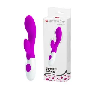 Mini vibrator Pretty Love Brighty, 20 cm, 30 functii vibratie si pulsatii, dubla stimulare, 2 motoare, silicon moale, rezistent la apa, cu baterii