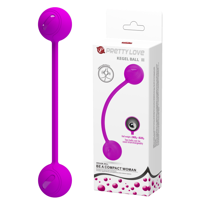 Bile vaginale Kegel Balls mov, silicon, 30g și 50g, 18.6 cm lungime, 3.3 cm diametru