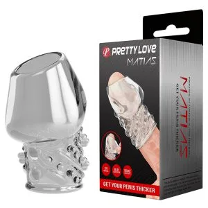 Manson penis transparent cu cili Pretty Love Matias, 6.5 cm, TPR elastic pentru erectii ferme si stimulare intensa