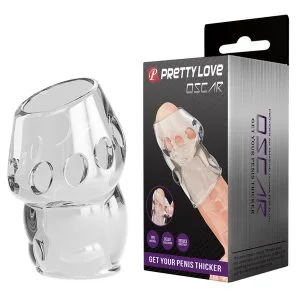 Manson penis transparent cu suprafata stimulatoare Pretty Love Oscar, 6.4 cm, TPR moale si elastic pentru erectii ferme si placere extinsa