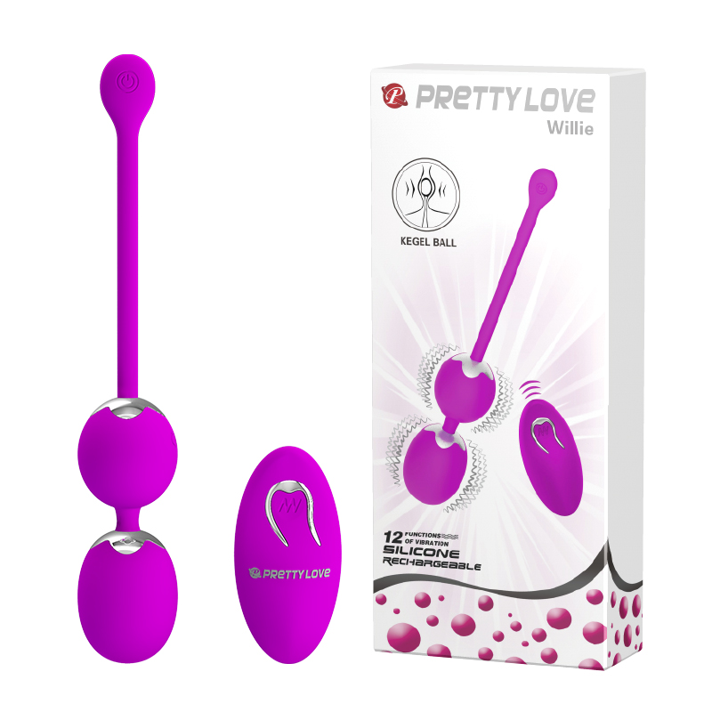Bile vaginale cu vibrații Pretty Love Willie, telecomandă wireless, 12 funcții, silicon moale, reîncărcabile USB