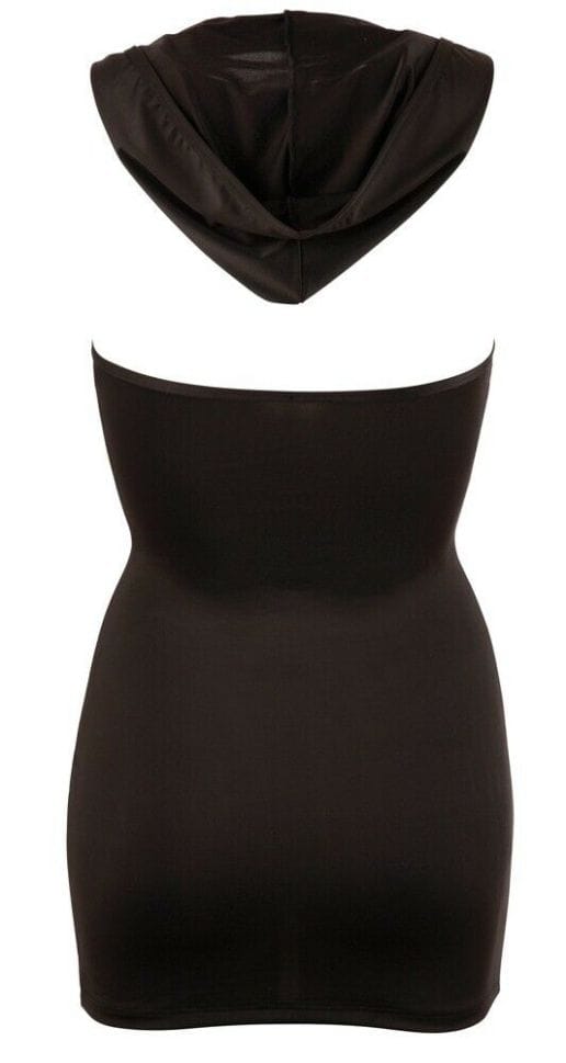 Rochie sexy de cocktail Red Corner cu glugă, XS, neagră, decolteu adânc și spate gol - imagine 7