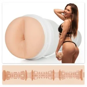 Masturbator Fleshlight Riley Reid Euphoria, anus realist, 25 cm, SuperSkin, textura stimulatoare, carcasa alb perlat, semnătura Riley