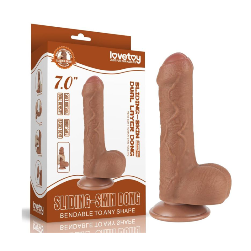 Dildo realist TPE două straturi, 18.3 cm, ultra-flexibil, cu bază cu ventuză detașabilă. Exterior moale, interior ferm, fabricat manual pentru realism autentic.